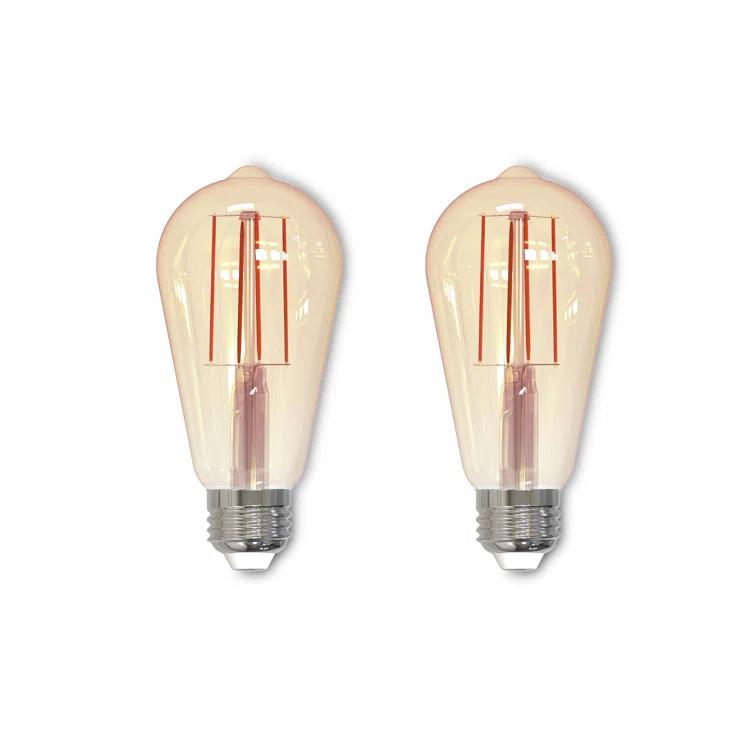 Bulbrite Industries 861410 60 Watt Equivalent, ST18 LED, Antique Dimmable Light Bulb, (2200K) E26/Medium (Standard) Base (Set of 2)