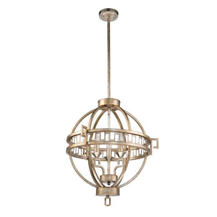 Lucas McKearn Lemuria 3-light Transitional Metal Globe Pendant in Silver Leaf