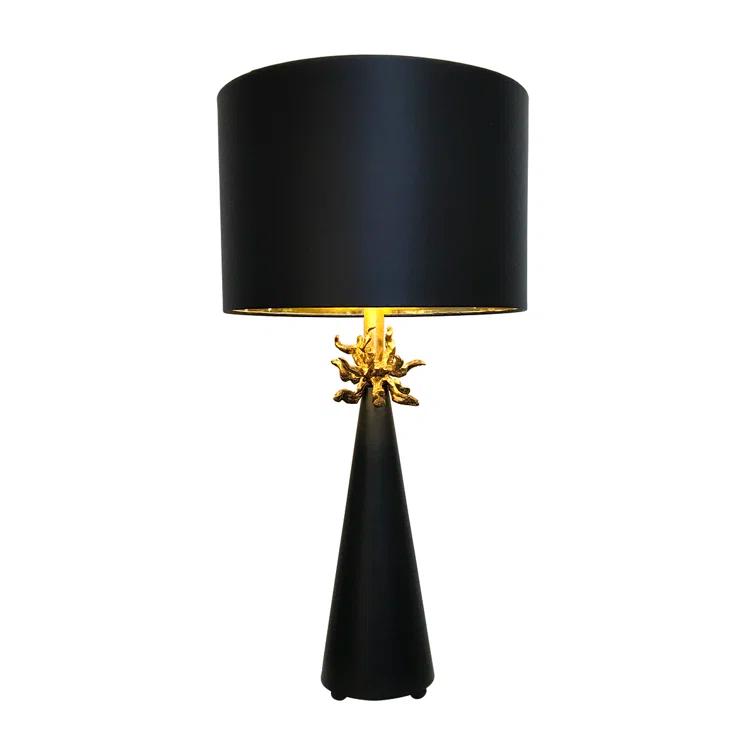Lucas McKearn Neo Contemporary Metal Table Lamp with Gold Accents in Black