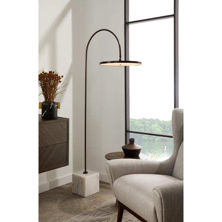 Bronze Adjustable Arc LED Floor Lamp with Marble Base