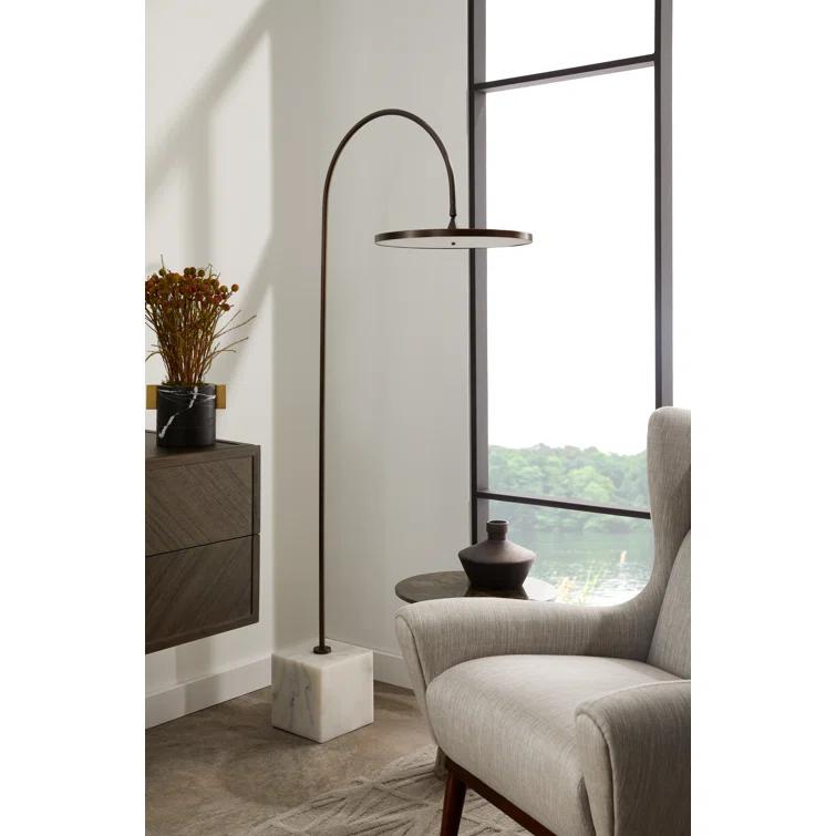 Bronze Adjustable Arc LED Floor Lamp with Marble Base