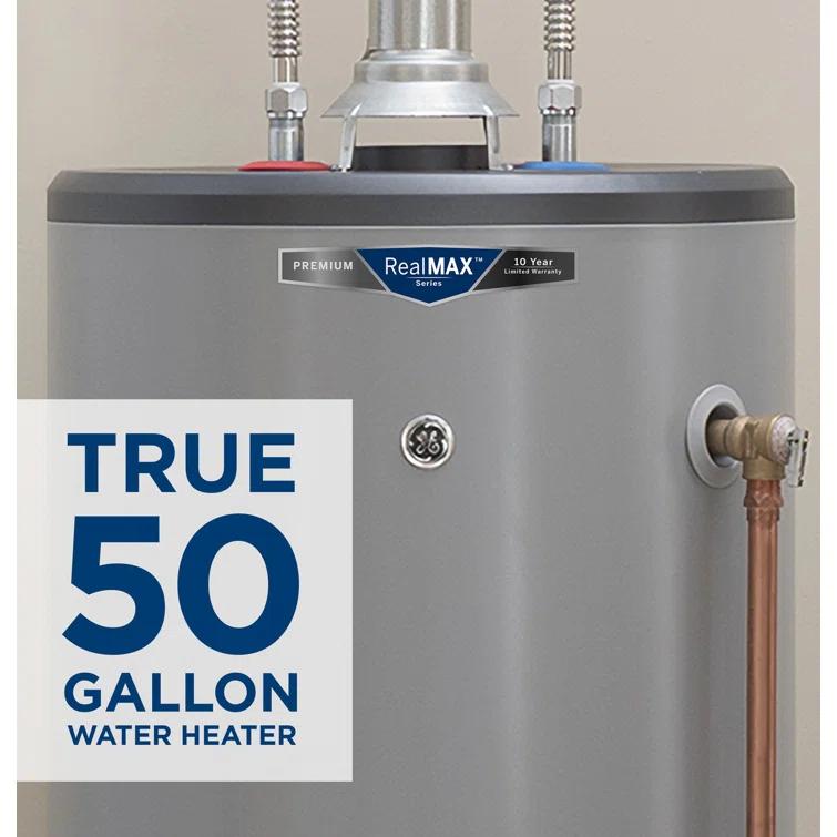 GE RealMAX Premium 50-Gallon Tall Natural Gas Atmospheric Water Heater