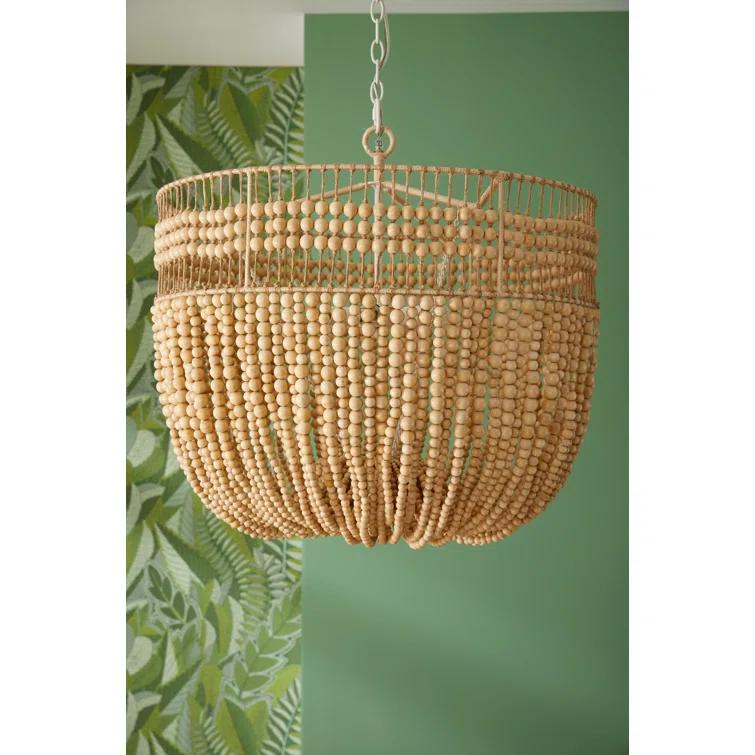Nina 27.5" White Beaded Empire Silhouette Plug-in Chandelier