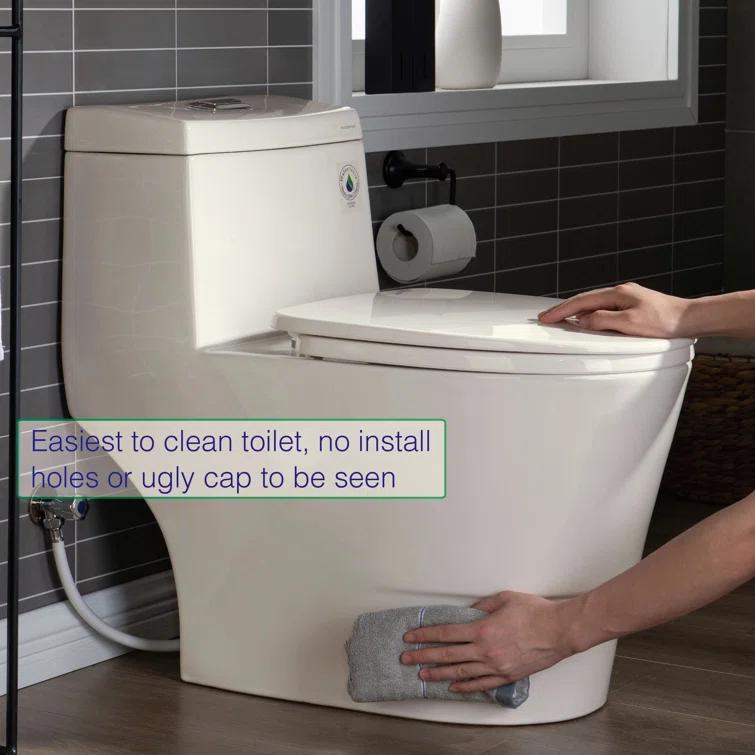 1.28 GPF Elongated ADA Height One Piece Dual-Flush Toilet with Soft-Closing Seat,MAP Flushing 1000G