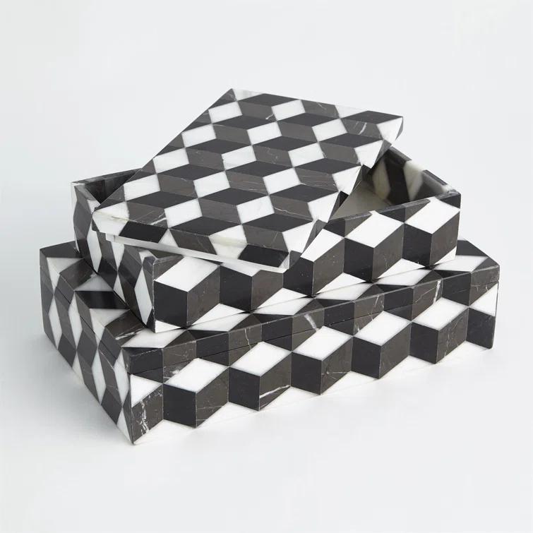 Global Views Escher Marble Box-Lg