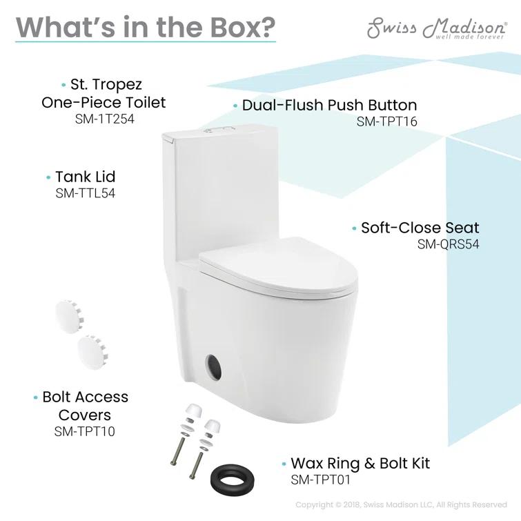 St. Tropez Dual Flush Elongated One-Piece Toilet (Seat Included)