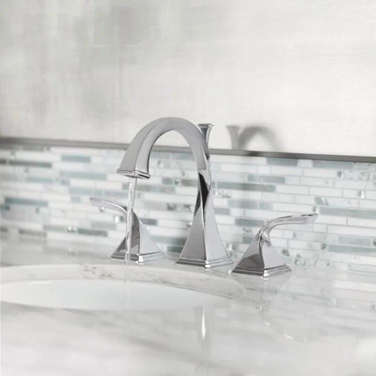 Polished Nickel Brass Widespread Bathroom Faucet with Drain Assembly