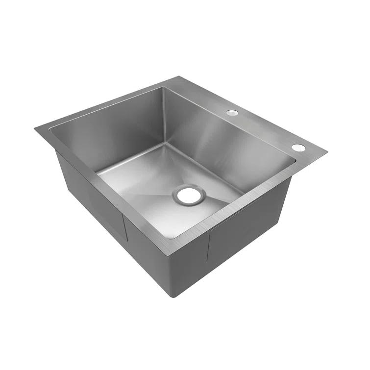 Sinber 25" x 22" Drop In Single Bowl Kitchen Sink with 18 Gauge 304 Stainless Steel Satin Finish