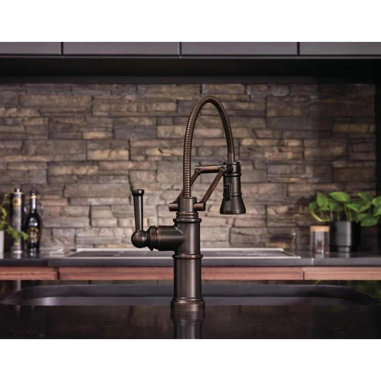 Venetian Bronze Articulating Kitchen Faucet with Pull-out Spray
