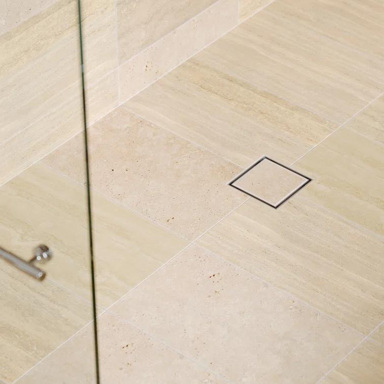6" Square Shower Drain with Tile-In Pattern Grate