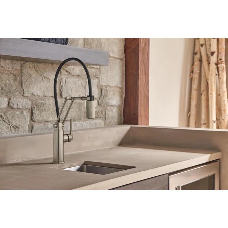 Sleek Stainless Steel 21.5" Modern Kitchen Faucet with 360 Swivel