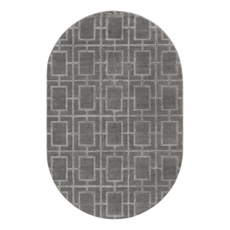 Glam Geometric Gray Silver Area Rug
