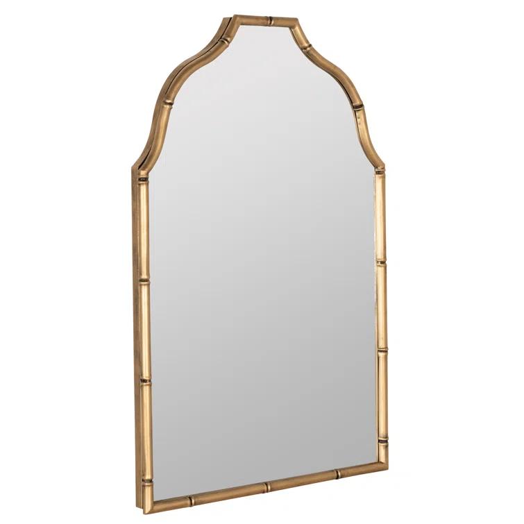 Elegant Gold Metal Framed Arch Vanity Wall Mirror