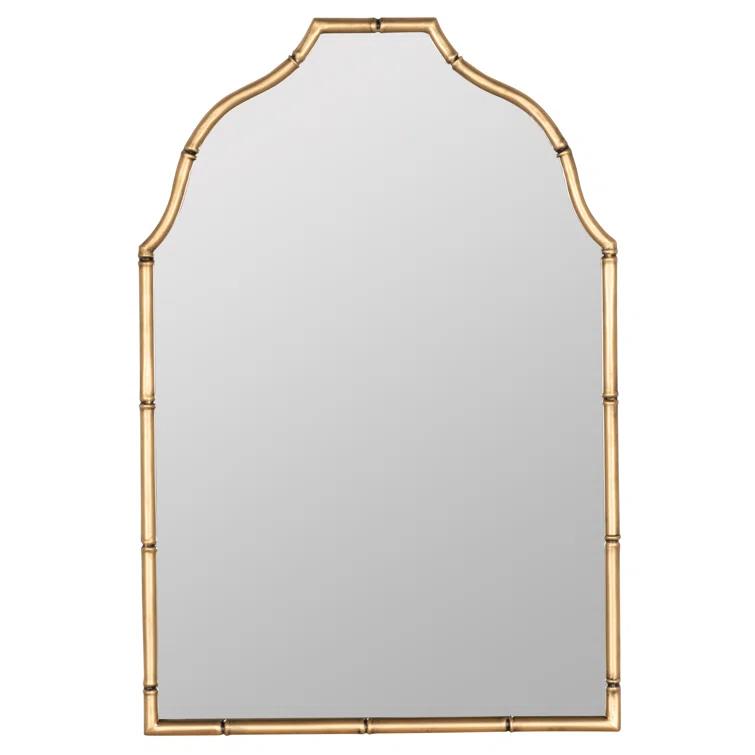 Elegant Gold Metal Framed Arch Vanity Wall Mirror