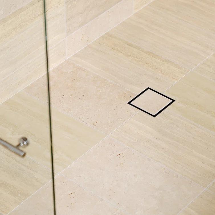 6" Square Shower Drain with Tile-In Pattern Grate