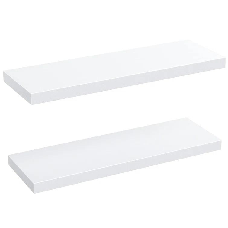 Latitude Run® Elbur 23.6 Inch Wide Wood Floating Shelves, Wall Shelf Display Shelves for Bathroom/Kitchen/Bedroom/Living Room (Set of 2)