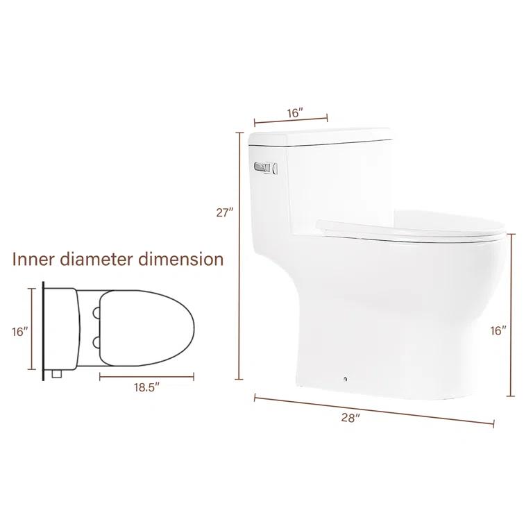 Lordear 1.28 Gallons GPF Elongated Comfort Height Floor Mounted One-Piece Toilet (Seat Included)