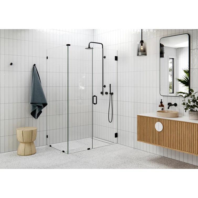 Illume 51 in. x 35 in. x 78 in. 90-degree Fully Frameless Wall Hinged Glass Shower Enclosure