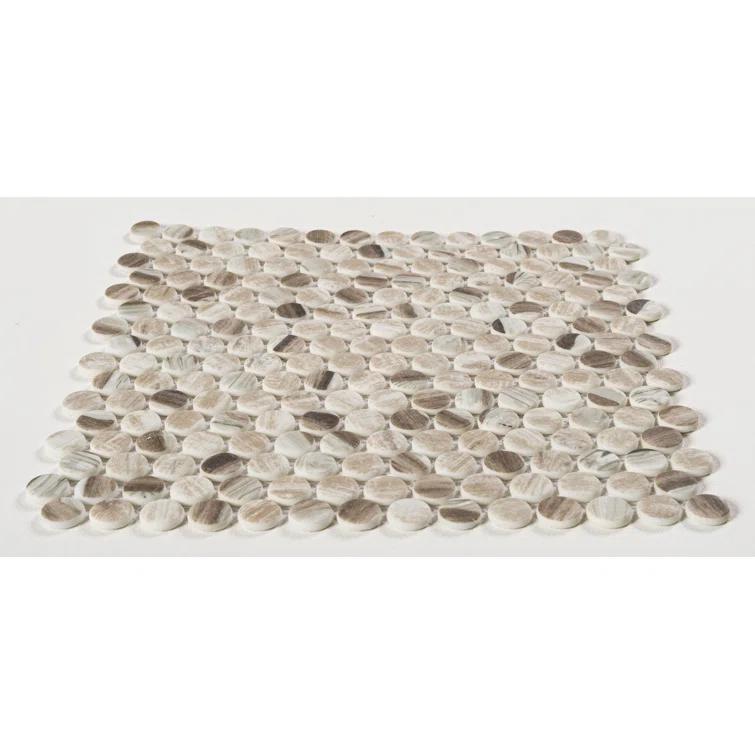Dexo 1" Glass Penny Round Mosaic Kitchen Backsplash, Bathroom, Shower, Pool, Wall and Floor Tile