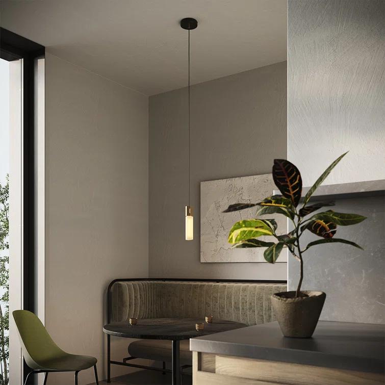 Tala Basalt Single Pendant Light - Brass