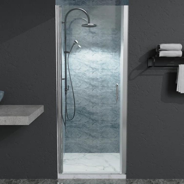 Staykiwi SKGBSD5-30CH 30'' - W x 72'' H Pivot Door Semi-Frameless Shower Door with