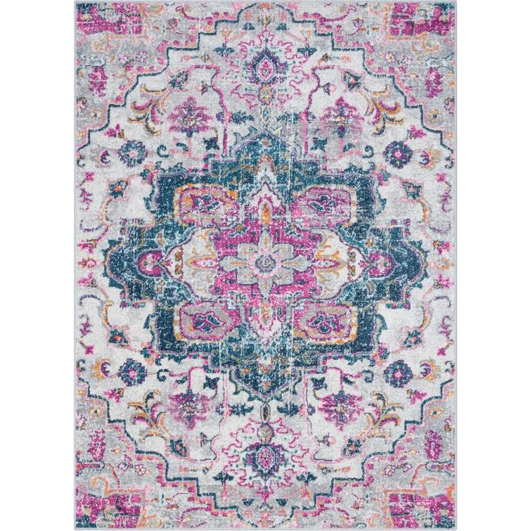 Well Woven Paloma Taura Oriental Fuchsia Distressed Area Rug
