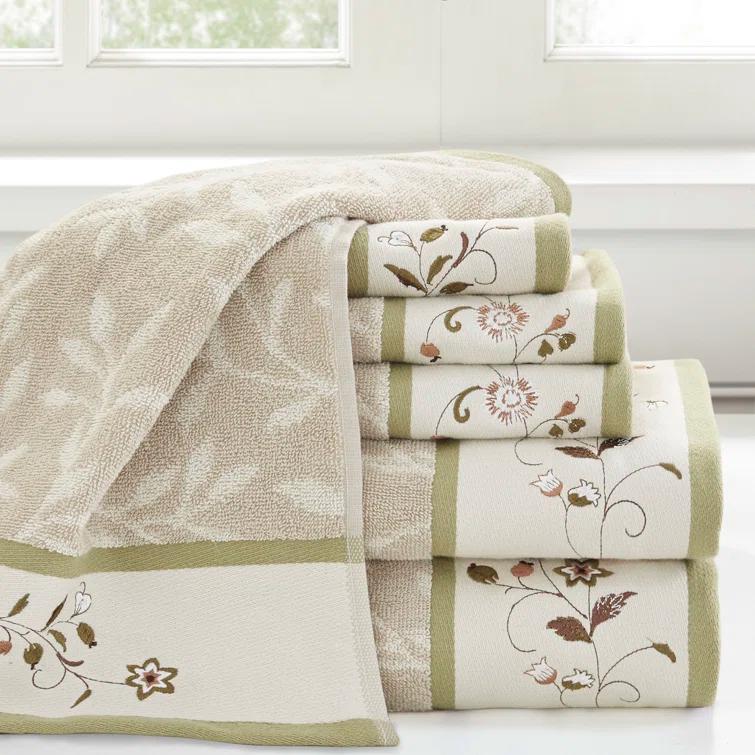 Madison Park Raheem Embroidered Cotton Jacquard Towel Set (Set of 6)