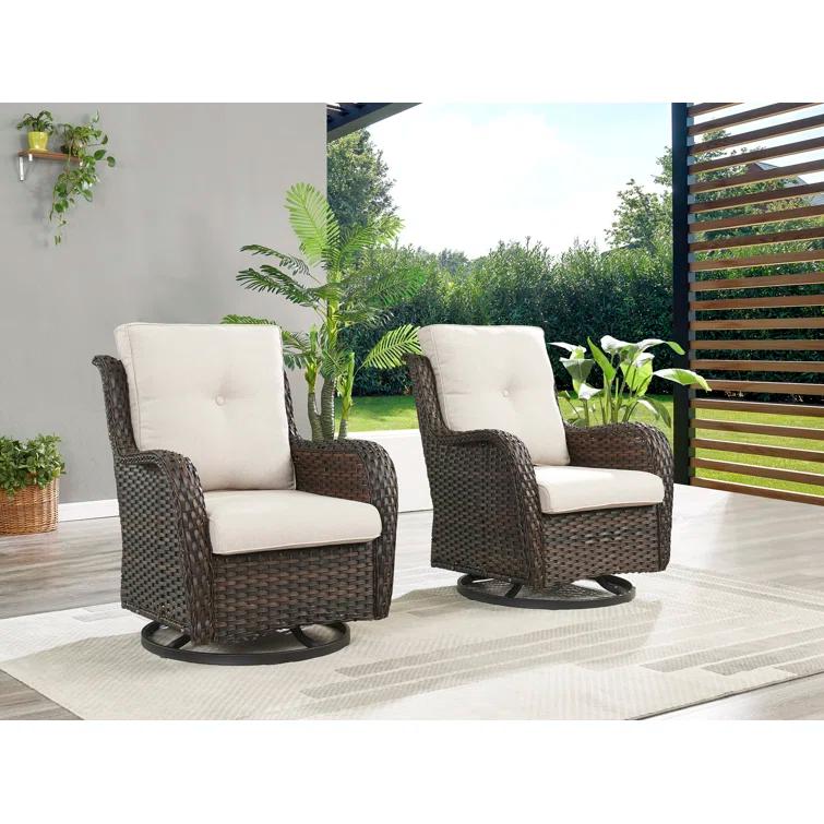 Carolina Outdoor Wicker Swivel Glide Chair with Cushions