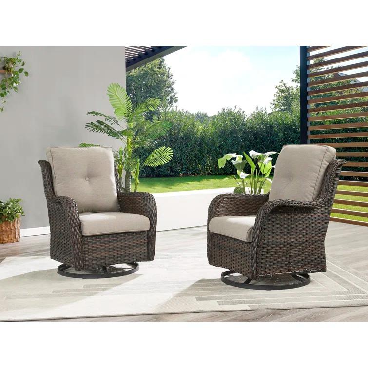 Carolina Outdoor Wicker Swivel Glide Chair with Cushions