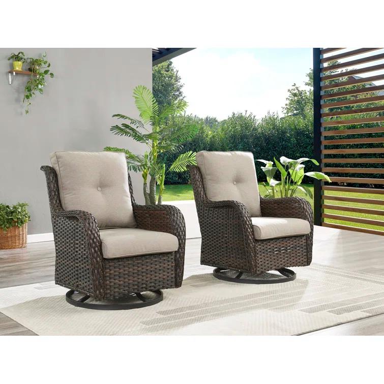 Carolina Outdoor Wicker Swivel Glide Chair with Cushions