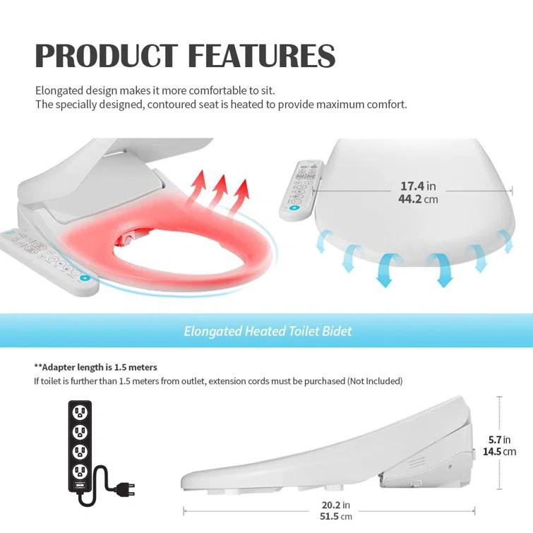INUS Elongated Toilet Seat Bidet IST-N21