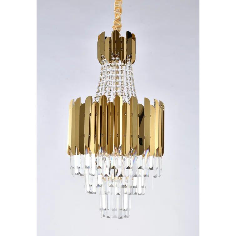 Living Design 8-Light Gold Stainless Steel Chandelier With Clear Crystals