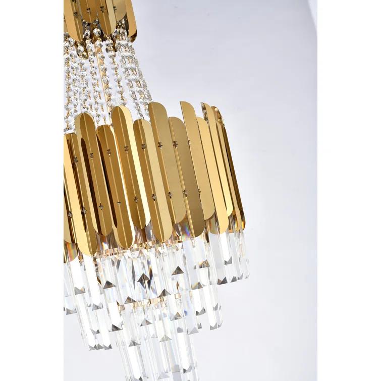 Living Design 8-Light Gold Stainless Steel Chandelier With Clear Crystals