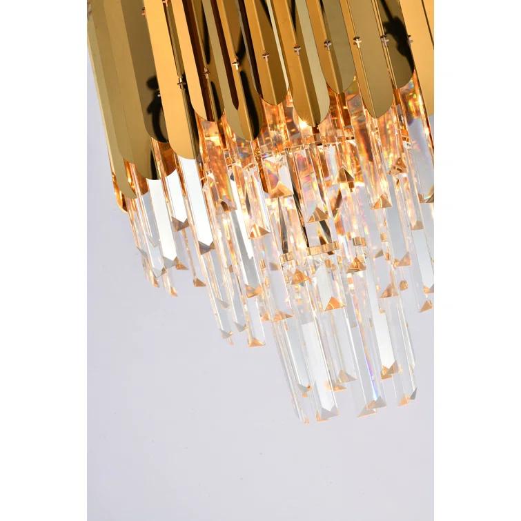 Living Design 8-Light Gold Stainless Steel Chandelier With Clear Crystals