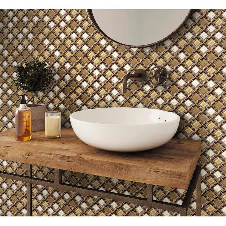 11" x 11" Glass Grid Mosaic Wall Tile