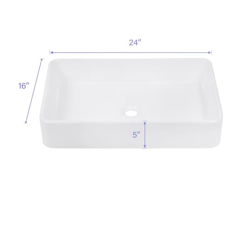APRESSHUI 16'' Ceramic Rectangular Bathroom Sink