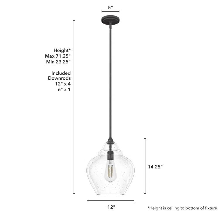 Dunshire 1 Light Noble Bronze Pendant with Glass