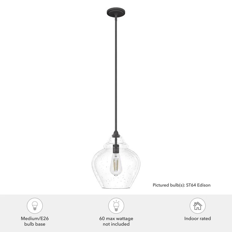 Dunshire 1 Light Noble Bronze Pendant with Glass