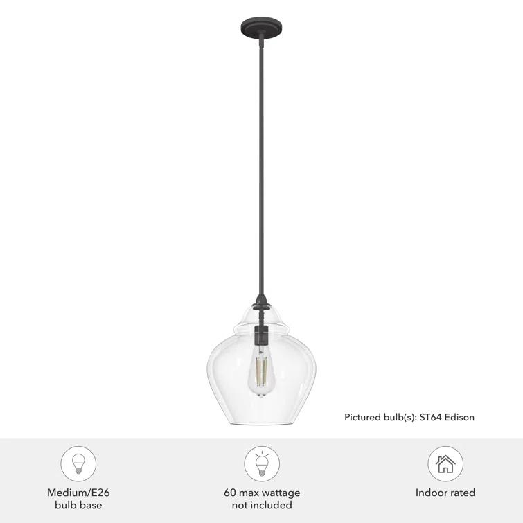 Dunshire 1 Light Noble Bronze Pendant with Glass