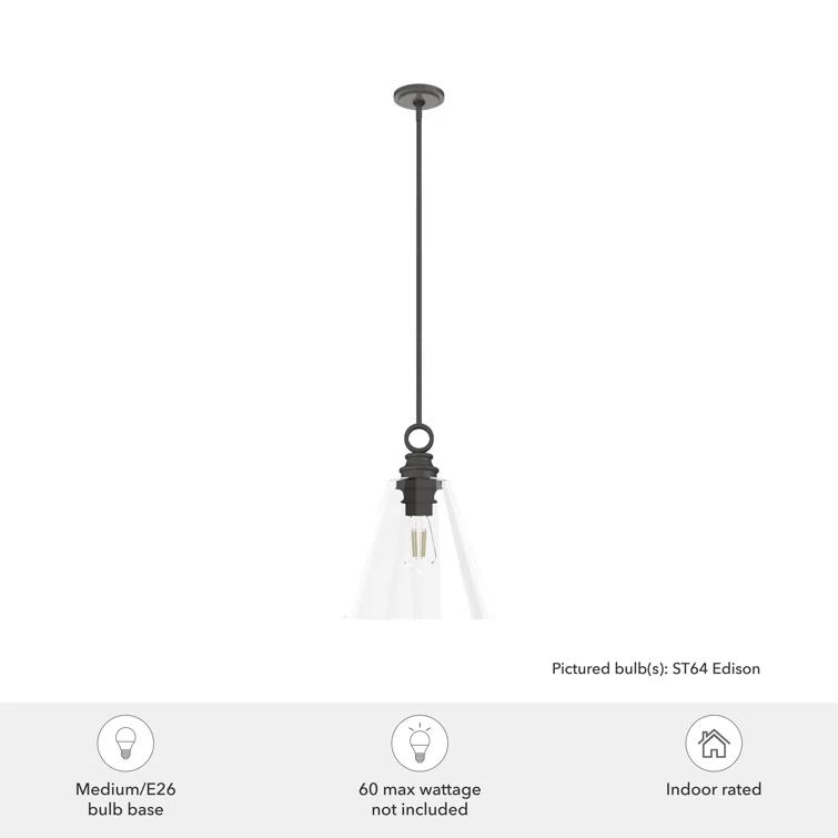 Klein 1 Light Glass Cone Pendant