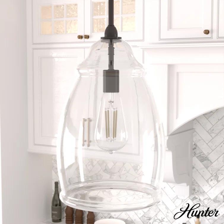Dunshire 1 Light Noble Bronze Pendant with Glass