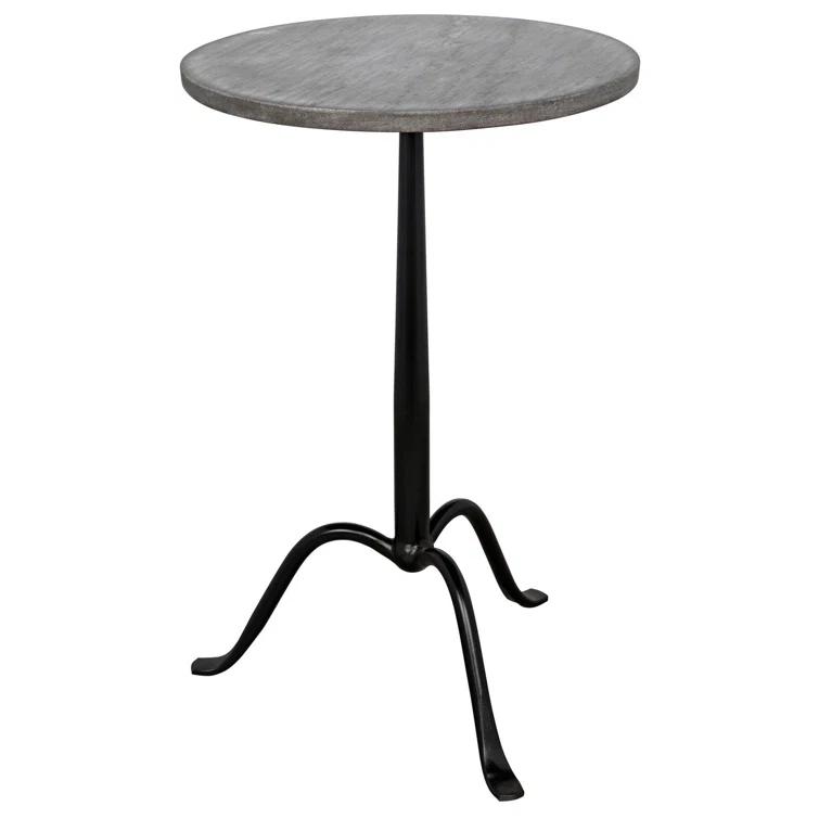 Alfano Round Side Table - Black and Gray Marble