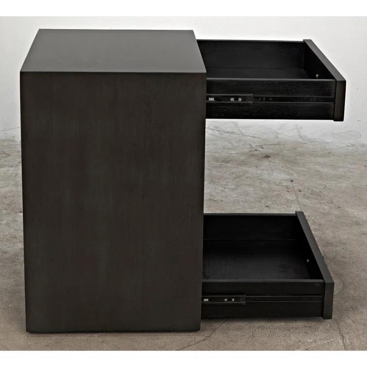 Sumiko 22" Pale Wood and Metal End Table with Storage