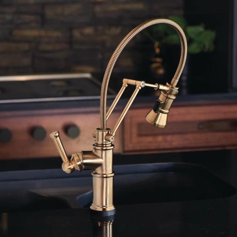 Stainless Steel Pull-Out Spray Kitchen Faucet with Brass Handle