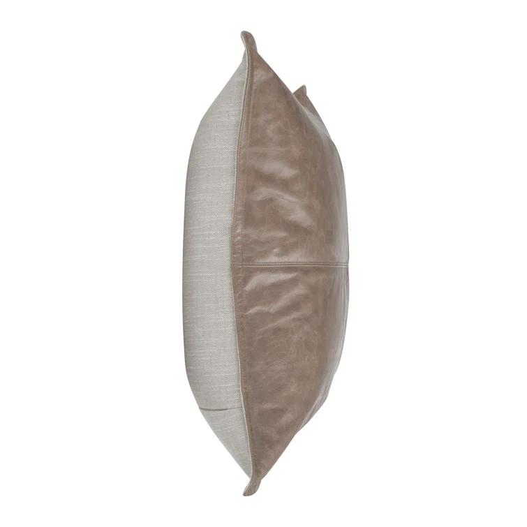 ZeaZu 22" X 22" Taupe Leather Zippered Pillow