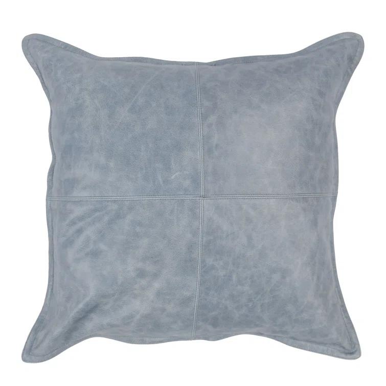 ZeaZu 22" X 22" Taupe Leather Zippered Pillow