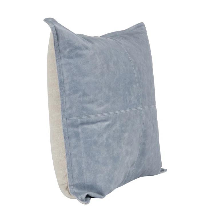 ZeaZu 22" X 22" Taupe Leather Zippered Pillow