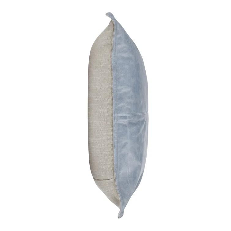 ZeaZu 22" X 22" Taupe Leather Zippered Pillow