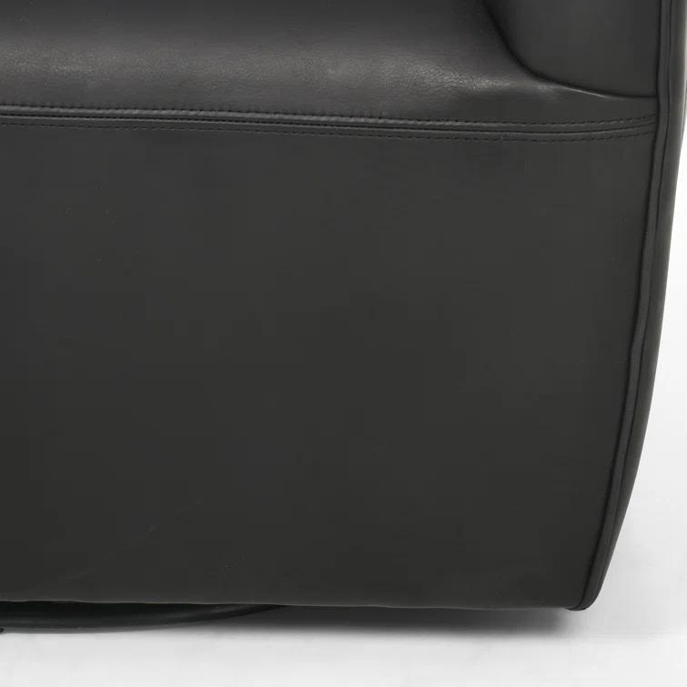 Heirloom Black Leather Swivel Barrel Chair