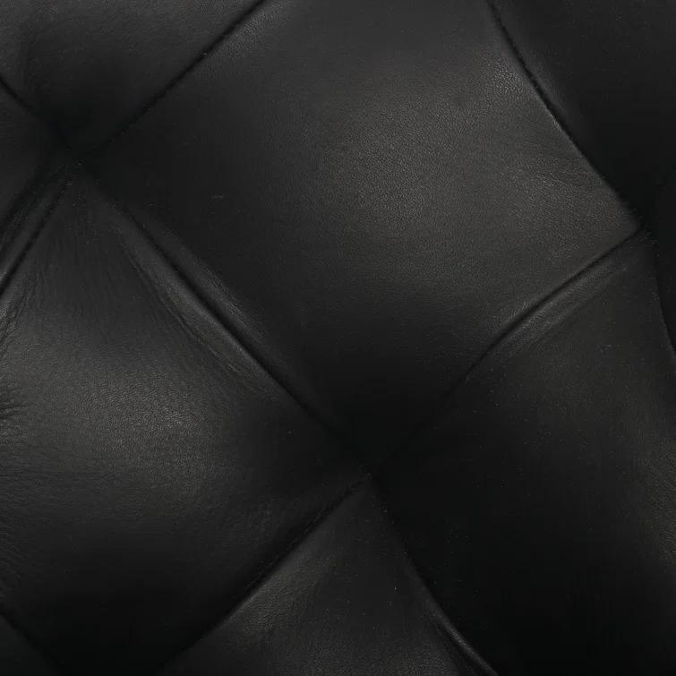 Heirloom Black Leather Swivel Barrel Chair